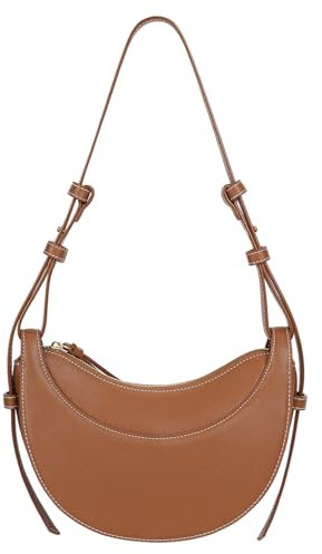 Juoxeepy Satteltasche für Damen, Umhängetasche, Halbmond-Geldbörse, trendige Umhängetasche, Hobo-Handtasche, Braun
