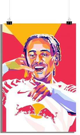 25 Artstreet Xavi Simonsposter | Junges Fußball Wunderkind | Red Bull Leipzig | Sport Wand Dekor | Aufstrebendes Talent | Simons Porträt | Fußball Sensation | Perfekt zum Einrahmen (60x90)