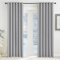 KGORGE Thermogardine Wärmeisolierend Verdunklungsvorhänge Ösen Gardienen 2-Set 220 x 200 cm(HxB) Grau Wohnzimmer Ösenvorhang Blickdicht, Hellgrau
