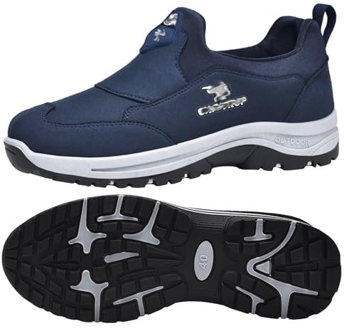 Aocase Chaussures Orthopédiques Pied Large Homme Chaussures de randonnée à Enfiler pour Homme Baskets Trekking Outdoor Fitness Chaussures légères pour Le Travail,Bleu,46/280mm