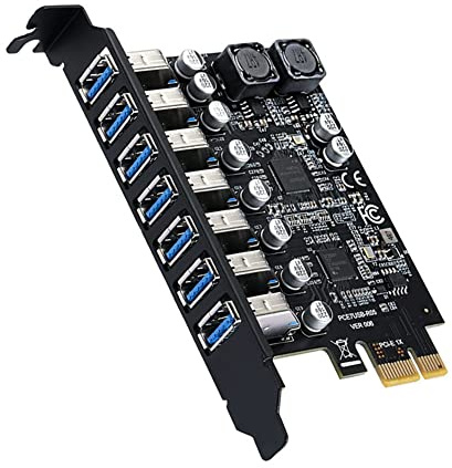 Scalewbin Adaptador USB 3.2 PCI Express a 7 puertos USB3 Gen1 Tarjeta Adaptador de Expansión PCIe Extensor, 500306965
