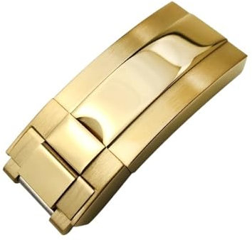 MODBAND Faltschließe aus Edelstahl mit Gleitverschluss für Rolex Submariner Oysterflex Daytona GMT-Uhrenarmband mit Faltschließe(Glossy gold)