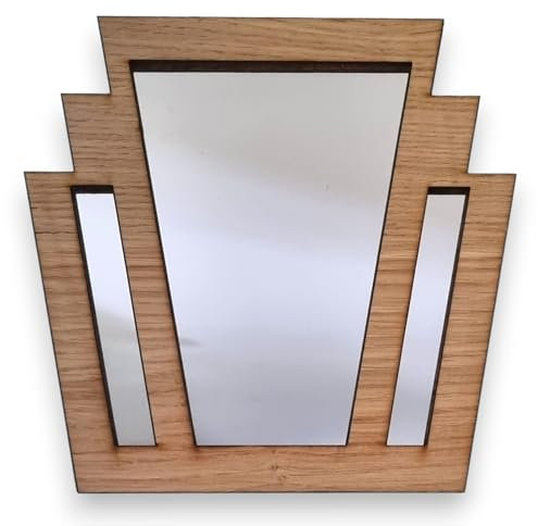 Super Cool Creations Rectangle Art Deco Fan Wooden Mirrors, 40cm x 39cm 15.5x15 Hooks included (Cherry)