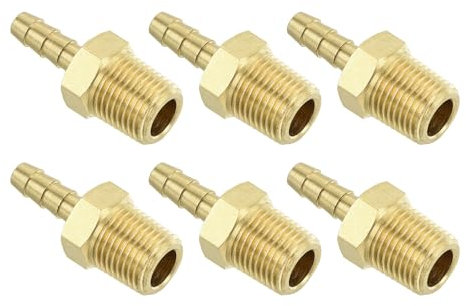 QUARKZMAN Raccords de Tuyau en Laiton 6 Pièces 1/8 Barbx1/8 Mâle NPT Raccord de Tuyau en Laiton pour Eau Carburant Air