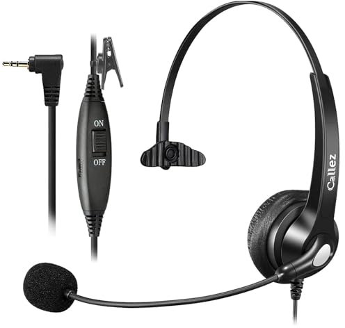 2,5mm Prise Jack Casque Téléphone Fixe sans Fil pour Gigaset C430A CL660HX Panasonic Cisco Spa Polycom DECT, Oreillette Filaire avec Micro Anti-Bruit pour Téléphonique Travail Centre d'appel Bureau