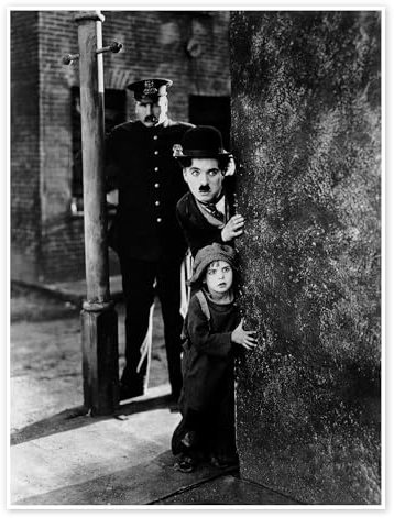 Charlie Chaplin - The Kid (Der Vagabund und das Kind) Poster 100 x 130 cm Schwarz-Weiß Wandbilder Wanddeko