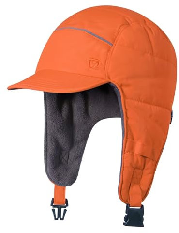 GADIEMKENSD Winter Trapper Hunting Hat with Earflaps Brim Visor Reflective Baseball Cap Warm Aviator Hats for Ski Rain Work Golf Running Outdoor Orange