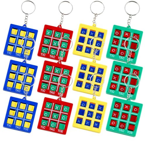 Luckwaii Tic Tac Toe Spiel SchlüSselanhänger Kinder Alter 8-12 Jahre, 12 Stück Mitbringsel Kunststoff Personalisierter SchlüSselanhänger Schulkind für Mini Rucksack Geburtstag Jungen Mädchen