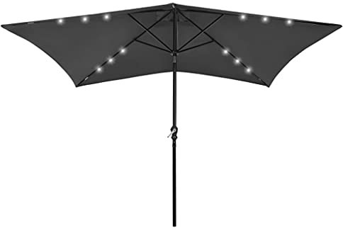 LLEZKBR Furniture Select Parasol de jardin avec LED et poteau en acier Anthracite 2 x 3 m