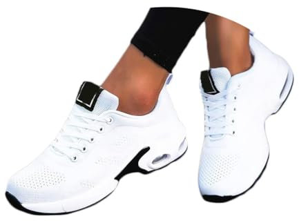 Minetom Sneaker Damen Mesh Laufschuhe Turnschuhe Sportschuhe Running Tennis Straßenlaufschuhe Leichtgewichts Atmungsaktiv Walkingschuhe Outdoor Fitness Jogging Schuhe B1 Weiß 40 EU
