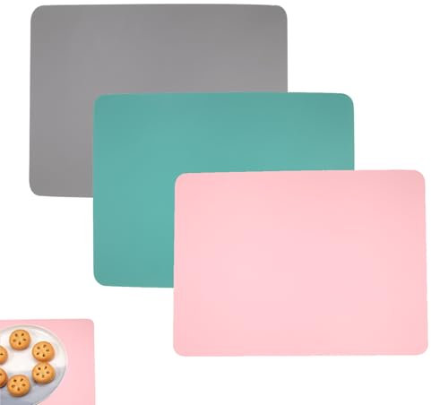 Silicone Mat, 3 PCS Silicone Placemats Non Slip Table Protector Mats Multipurpose Dining Baking Mat for Resin Worktops Crafts, 30 x 40cm