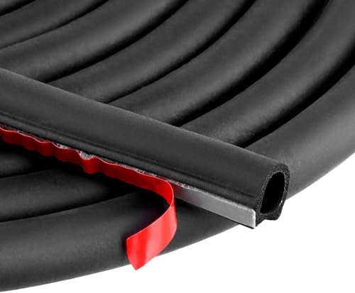 QWORK® D-förmiger Autotüren Dichtungsstreifen, 6 m Selbstklebender Gummi-Dichtungsstreifen, Wasserdicht Dichtungsstreifen, für Auto, Fenster