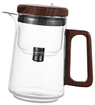 Gralara Teiera in Vetro per tè Sfuso con Coperchio in Legno, Elegante Regalo per la Festa del papà, 800 ml, bollitore per tè in Fiore per Interni ed Esterni, Chiaro