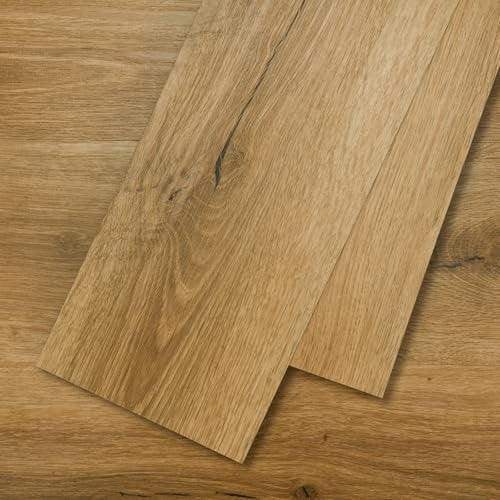 Mysflosy Self-Adhesive Vinyl Flooring Plank, 16 Pack Natural Wood Grain Peel and Stick Flooring Waterproof for DIY Installation, Cover 2.23㎡