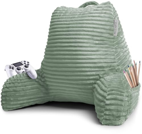 Clara Clark Reading Pillow for Bed Adult – Back Pillow for Sitting in Bed, Standard Bed Pillows for Sitting Up, Foam Chair Pillow, Sage Green Rest Pillow