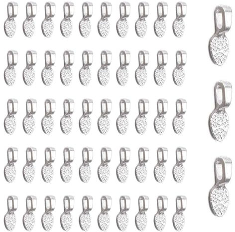 100 Pcs Silver Plated Small Pendant Bails,Antique Silver Necklace Bails,Flat Pendant Bails,Jewelry Bails,for DIY Crafts Pendant Earrings Necklace Jewelry Making Glass Cabochon Tiles Pendant
