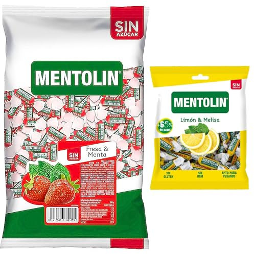 Mentolín caramelos duros fresa menta s/a bolsa 1kg y de regalo limon melisa s/a bolsa 50g