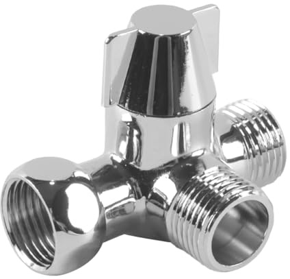 Orivin 3-Wege-Dusche-Umschaltventil - G1/2 Zoll T-Adapter mit Absperrventil, Massivmessing Chrom poliert für Duschbrause, WC, Bidet