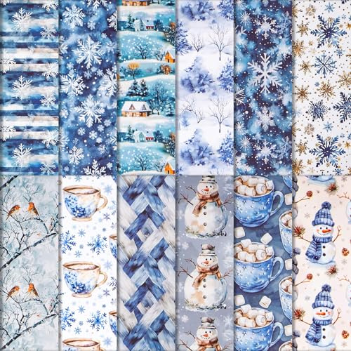RAORAOYUE 24 Blatt Winter-Schneemann-Scrapbook-Papier, 15,2 x 15,2 cm, einseitiger Weihnachtskarton für selbstgemachte Kartenherstellung, Fotoalbum, Tagebuch, Dekoration