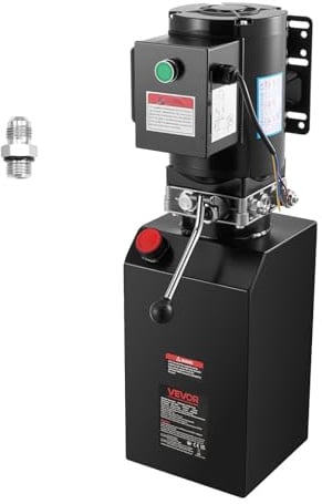 VEVOR Centralina Idraulica Pompa in Acciaio Velocità 3400 giri/min per Sollevamento Abbassamento Veicoli, Centralina Idraulica per Rimorchio Ribaltabile Portata max. 6,3 L/min con Serbatoio Metallo