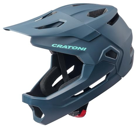 Cratoni Jugenhelm Madcat Fullfacehelm Fahrradhelm Kinnbügel S/M 49-56 MTB Kinderhelm Downhillhelm (Grey)