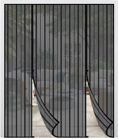 Fliegengitter Tür Magnet 188x206cm Fliegengitter Doppeltür Ohne Bohren, Insektenschutz für Schiebetür Balkontür, Reißfest, Fokussierte Magnete für Schnelleren Verschluss