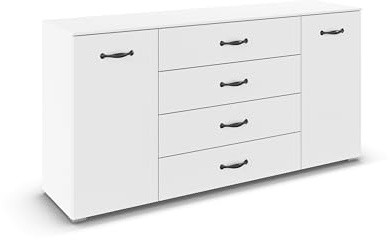 Rauch Möbel ADITIO, Kommode, Farbe Weiß, Breite 160 cm | Sideboard im Landhausstil, Cottage, 2-türig, 4 Schubladen, Soft-Close, für Schlafzimmer, Gästezimmer, Wohnzimmer, Garderobe