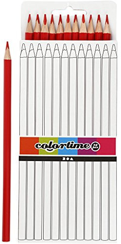 Colortime 38572 Buntstifte, Mine: 3 mm, L: 17 cm, rot, basic, 12 Stück