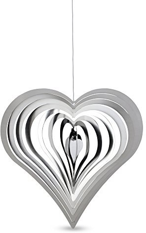 A2007 - SKARAT hochwertiges 3D Windspiel aus Edelstahl - Herz 15cm x 15cm - Made in Germany