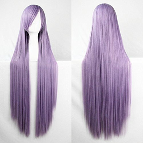 Chiguo 80cm/ 32'' Peluca de las Mujeres Pelo Largo Recta De las mujeres Cabello Peluca Cabello para Adultos Cosplay Disfraz Fiesta de Halloween Peluca Pelucas para adultos (Púrpura)
