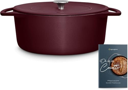 SPRINGLANE Cocotte mit Deckel – Gusseisen Topf Bräter Schmortopf Kochtopf Induktion – 24 cm rund, 4 l - Rot…