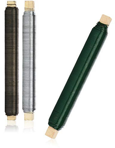 com-four® Juego de Alambre para Manualidades de 3 Piezas - Alambre para Envolver en Verde, Plata y Negro Decoraciones navideñas