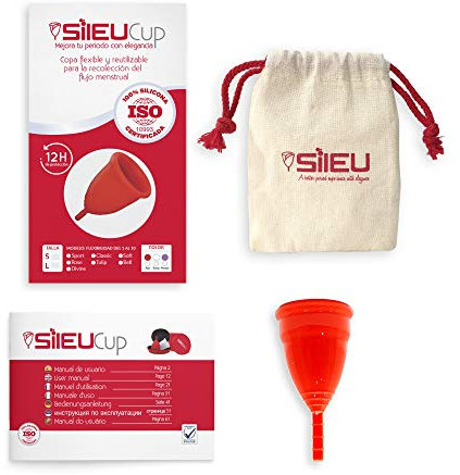 Coupe Menstruelle Sileu Cup Sport - Rigide et confortable pour femmes sportives - Achat parfait pour faire de l'exercice - Alternative naturelle pour tampons et serviettes - Taille S, Rouge