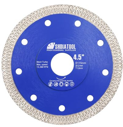 SHDIATOOL Diamond Cutting Disc 115mm / 4.5 Inch Super Thin X Mesh Turbo Saw Blade for Tile Marble Ceramic Porcelain