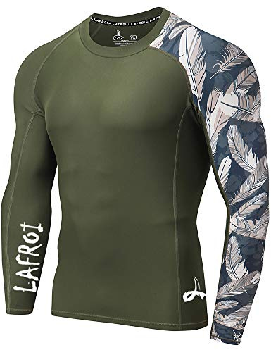 LAFROI Men's Long Sleeve UPF 50+ Baselayer Skins Performance Fit Compression Rash Guard-CLYYB Asym Leisure Size XL