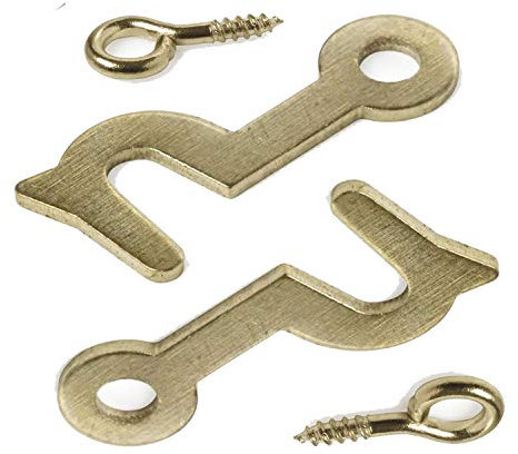 EB Picture Frame Side Hooks and Eyes 32mm (1.1/4 inch) - Brass Plated Pack of 4