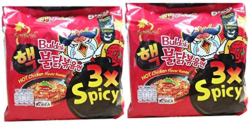 Samyang 3 x Spicy Buldak Hot Chicken Flavour Instant Korean Noodles - 140g x 10 Pack (5 Packs x 2 Combo) (Imported)