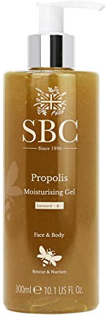 SBC Skincare - Feuchtigkeitsgel für Gesicht und Körper mit Propolis - 300 ml - Feuchtigkeitsspendend - Beruhigt Trockene und Geschädigte Haut - Feuchtigkeitscreme - Propolis Moisturising Gel