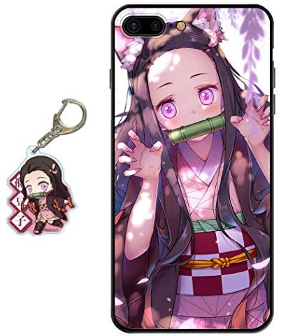 Staremeplz Compatible with iPhone 7 Plus/iPhone 8 Plus Case - Anime Design with Figure Keychain, Soft Silicone Flexible TPU Animation Phone Case