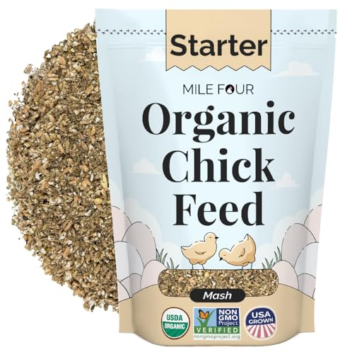 Mile Four Organic Chicken Feed – Starter Chick Mash, Non-GMO, USA Grown, 21% Protein, Corn-Free, Soy-Free, Non-Medicated Chick Feed, 2 lb Sample