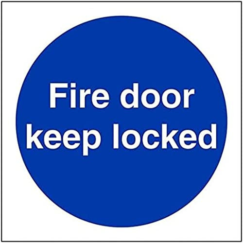 V Safety Fire Door and Mandatory- Fire Door Keep Locked - 100 x 100 mm Safety Sign