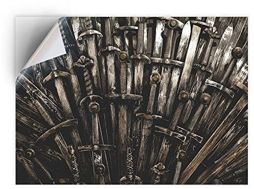 DV DESIGN 1 x Vinyl Sticker A5 - Rectangle Shape 15,8x21cm - Throne Medieval Swords Game Geek Art Print Decal Laptop Tablet Luggage Car Bike Wall Fridge Door Sticker #14814