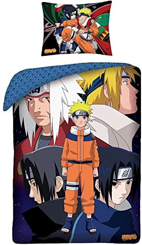 Halantex Naruto Kinder-Bettwäsche Set, Bettbezug 140x200 cm + Kissenbezug 70x90 cm, Baumwolle