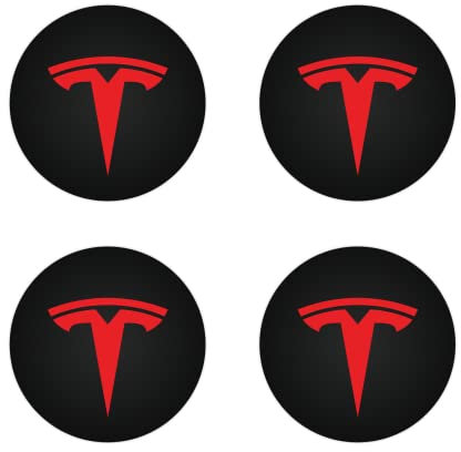 Mittelkappe (4-TLG.) für KAVANIC Tesla Model Y Model 3 Modifizierte Radkappen (Rot/Mattschwarz)