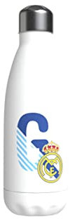 CYP Botella Personalizable Blanca de Acero 550ml Real Madrid, Unisex, Plata, Diseño Letra G