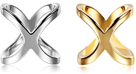 LumiSyne 2 Pièces Mode Broches Clip Foulard Elégant x Forme Or Argent Anneaux Clip Foulard En Soie Fermoir Pinces à Echarpe Foulard Boucle Pour Écharpes Châles Vêtements