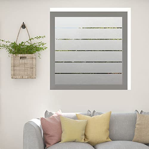 Kiwistar UG Glasdekorfolie - 90 cm lang - gestreift gleichmäßig dick Fensterfolie Sichtschutzfolie Milchglas selbstklebend für Bad Dusche Badfenster Blickdicht Büro Terasse Klebefolie