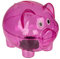 Sparschwein aus transparentem Kunststoff, Original-Spardose, kleine Größe (10 x 8 x 8 cm) für Kinder mit Deckel, leichte und robuste Spardose. (Rosa)