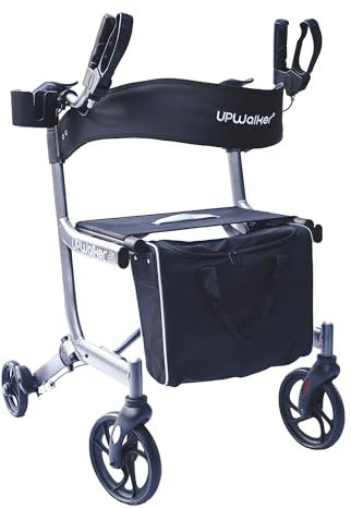 UPWalker EZ The Original Upright Walker - Leichter verstellbarer Rollator - ISO Sicherheit Zertifiziert Stand-Up Rollator Lauflernwagen mit Sitz, Armlehne, Rückenlehne für Senioren
