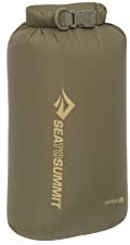 Sea to Summit - Lightweight Dry Bag S 5L - wasserdichte Aufbewahrung - Rollverschluss - Recycling-Gewebe - Befestigung & D-Ring - Wandern & Paddelsport - 16.8 x 14 x 32cm - Olive Green - 50g